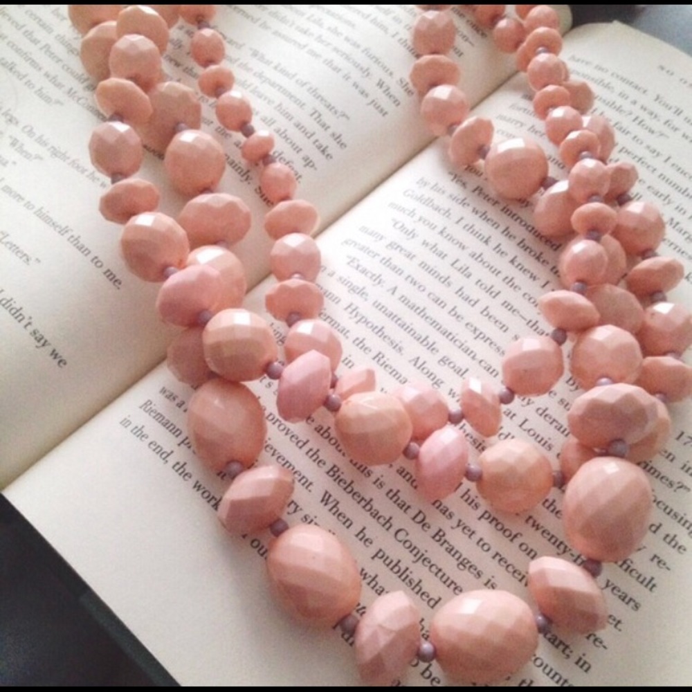3 strand pale pink necklace