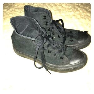 All black high top converse