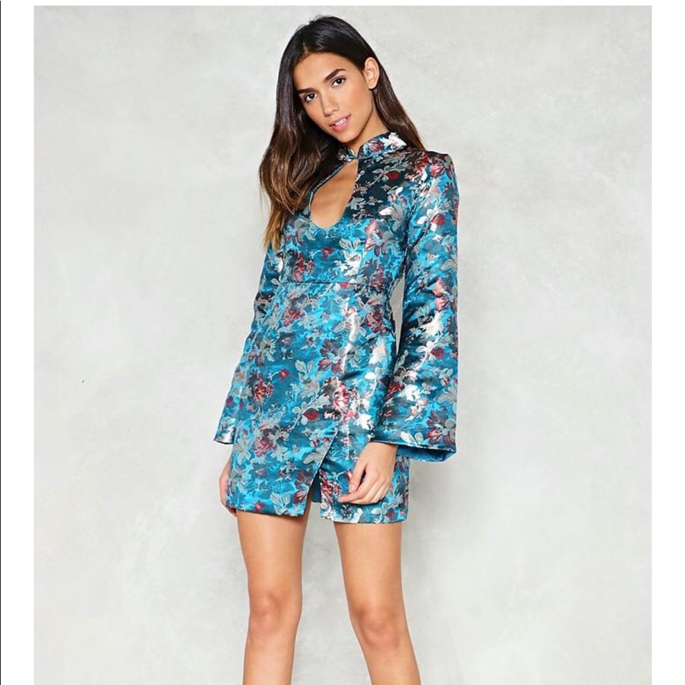 Nasty Gal High Neck Jacquard Dress