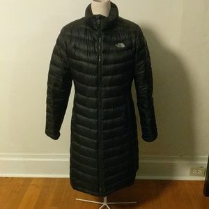 North Face knee length down coat - black, small