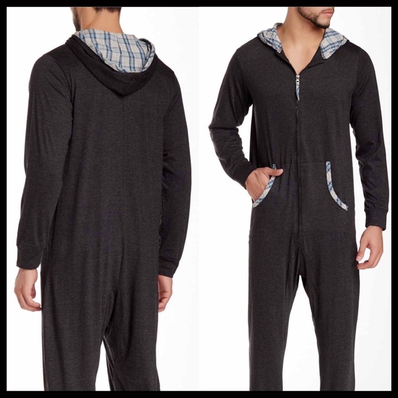 ❤️GREY LOUNGE HOODED JUMPSUIT PJ ONESIE - Picture 2 of 4