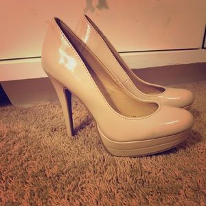 Nude platform high heels