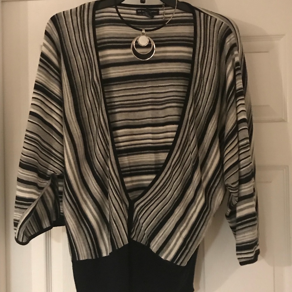 New York & Company Black, Gray and White Sweater