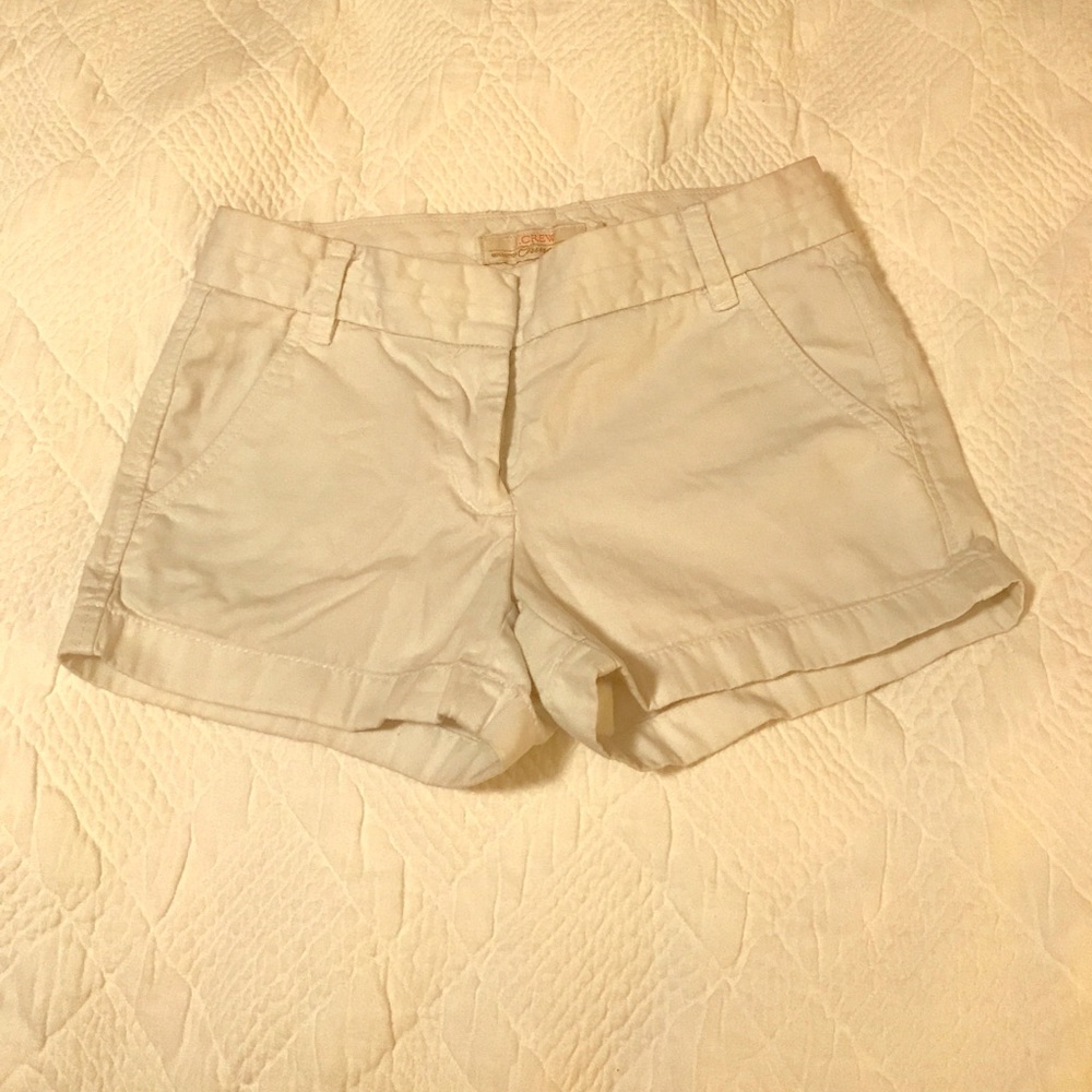 J crew white chino broken in shorts