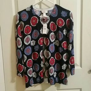 Red white and blue Loft Outlet cardigan