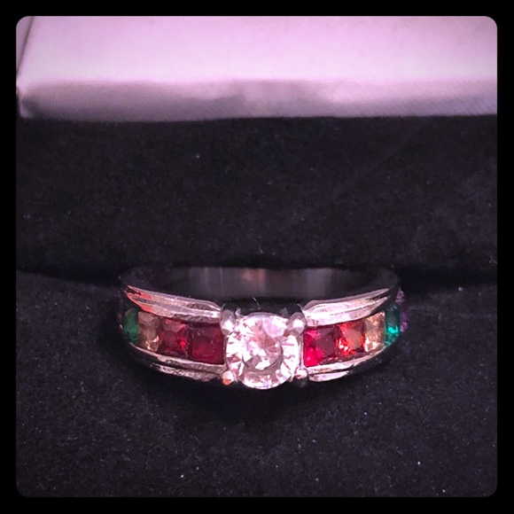 Beautiful Multicolor CZ Titanium Ring - Picture 1 of 2