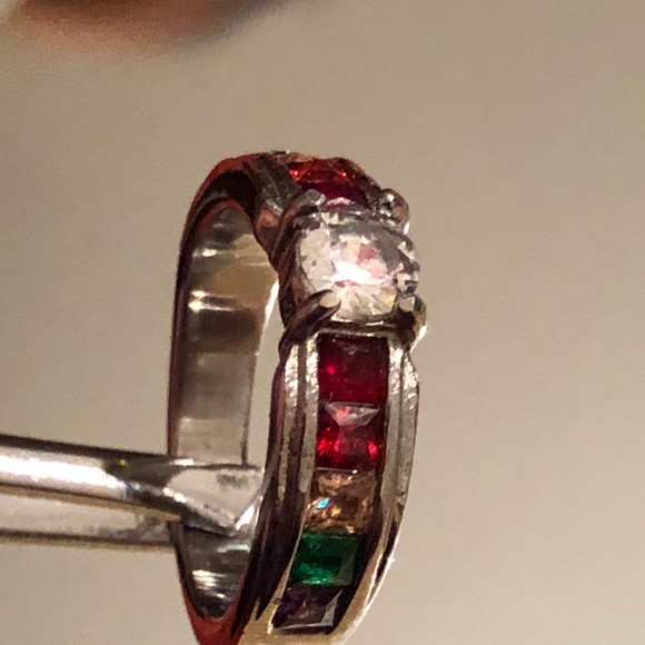 Beautiful Multicolor CZ Titanium Ring - Picture 2 of 2