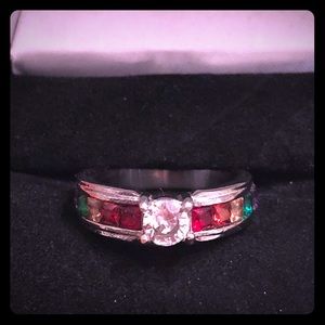 Beautiful Multicolor CZ Titanium Ring
