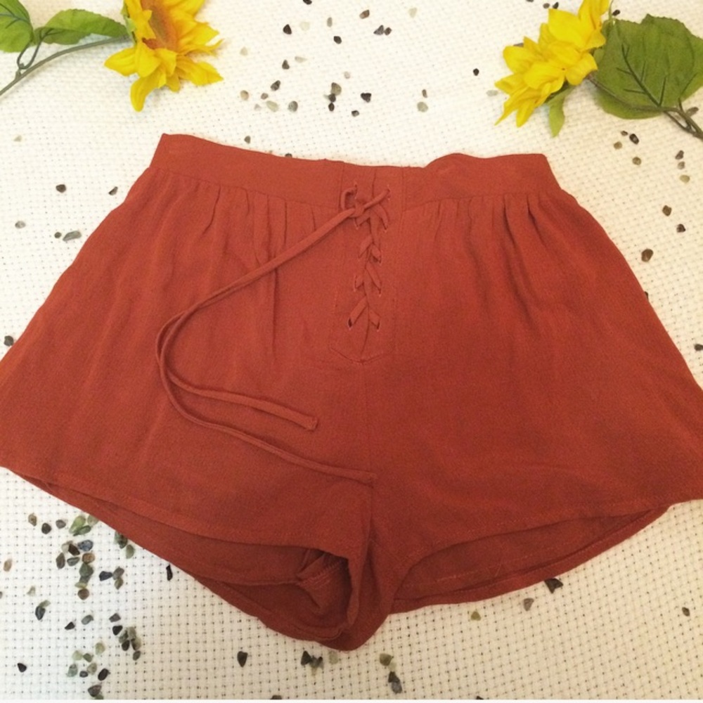 🌻 beautiful rustic orange lace up shorts🌻