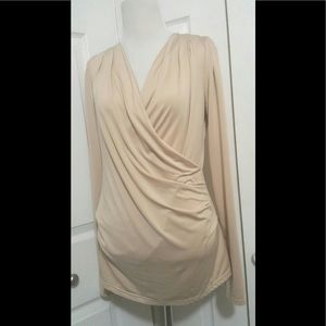 PattyBoutik Draped Wrap Look V-neck Long Sleeve