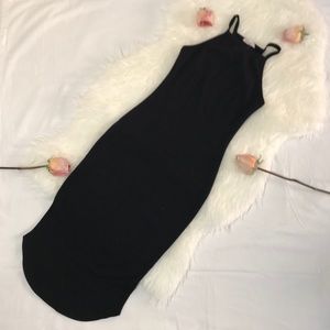 Silence + Noise Black High-neck Knit Midi Dress