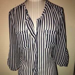 Sheer vertical stripe top