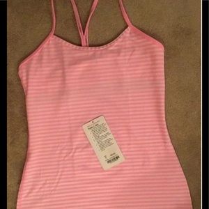 LULULEMON POWER Y TANK PINK & WHITE STRIPE size 8