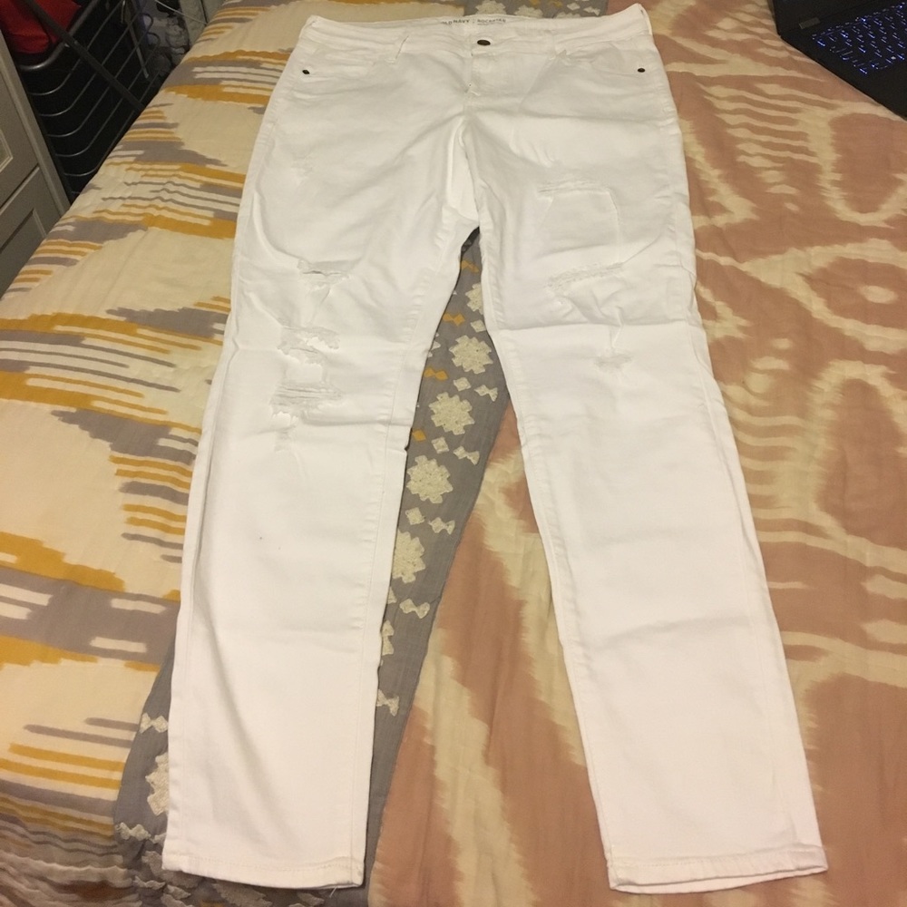 Old Navy white distressed jeans
