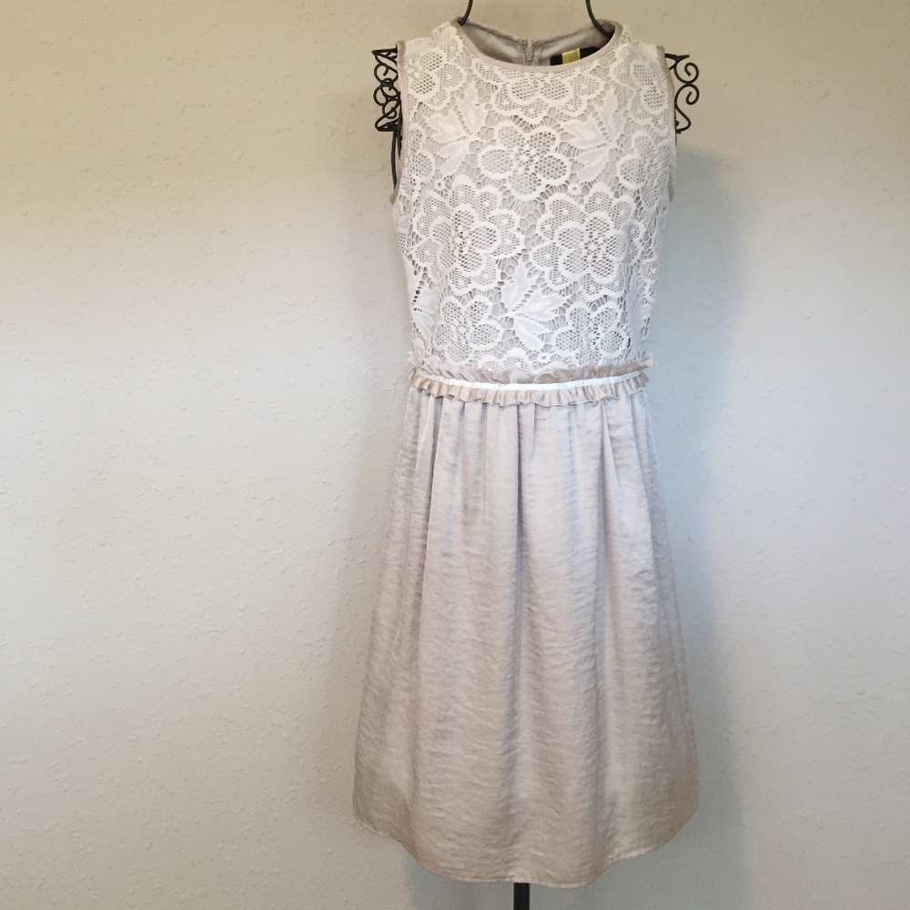 The Limited Tan and Cream Lace Sleeveless Dress