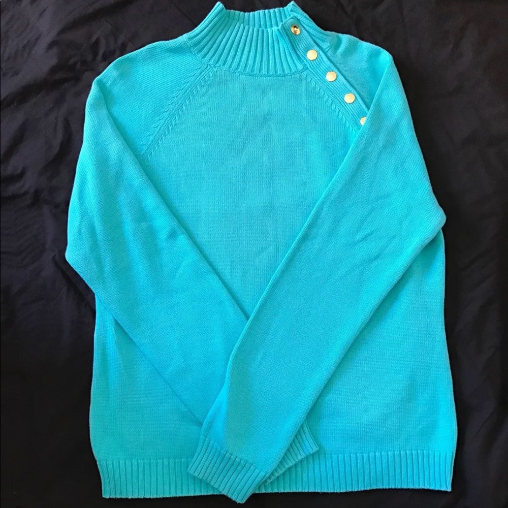 Gorgeous Chaps Turquoise/Aqua 100% Cotton Sweater