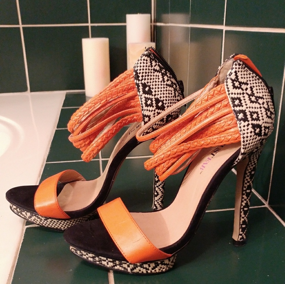 Orange Ankle Strap Heels