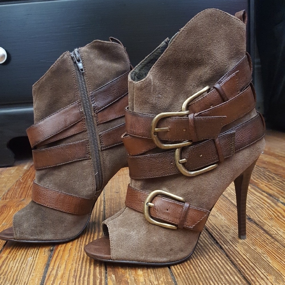 Peep toe booties