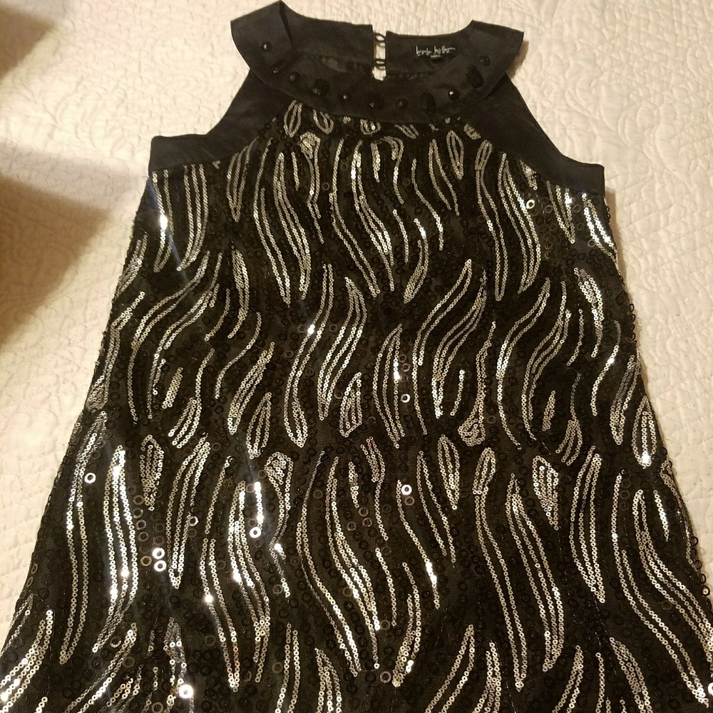 Girls black holiday sequined party dress Christmas