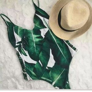 Leaf Print One Piece Bikini