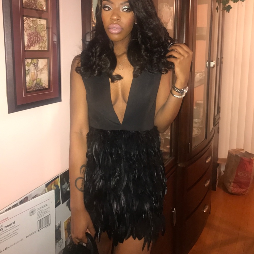 Black Featheres MissGuided Dress