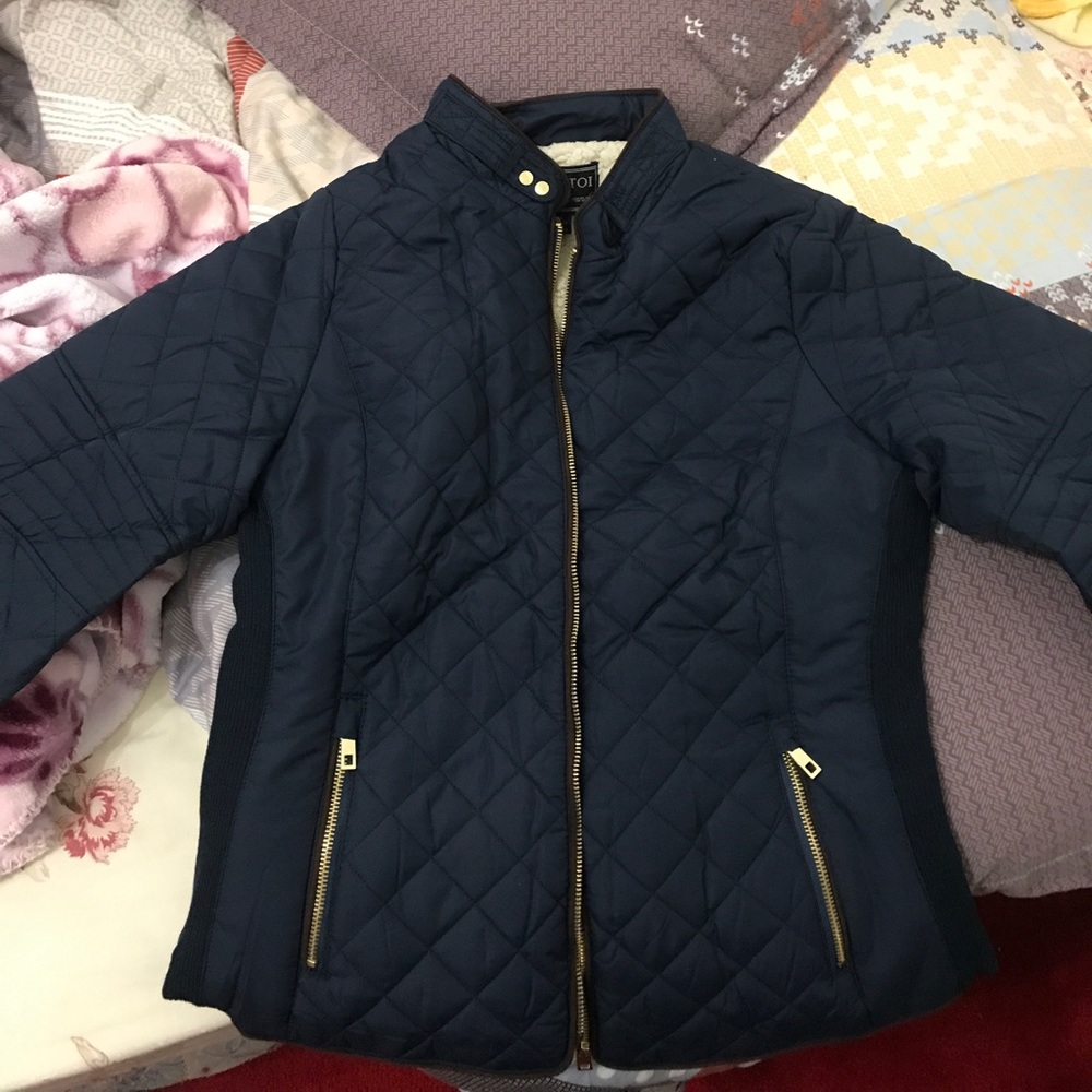 Quilted patterned , fur jacket