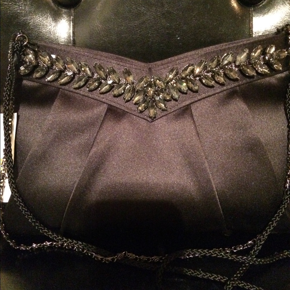 BRAND NEW Dressy black satin embellished evening bag 👗👠🍸