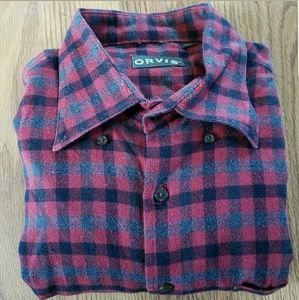 Orvis long sleeve red Thick Flannel mens Large