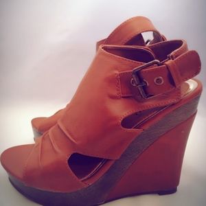 Brown Wedge Sandals- Size 7 NEW