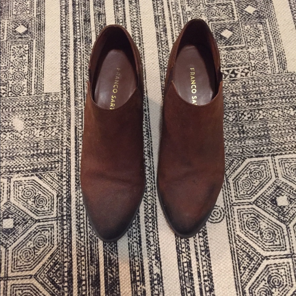 Franco Sarto distressed brown booties