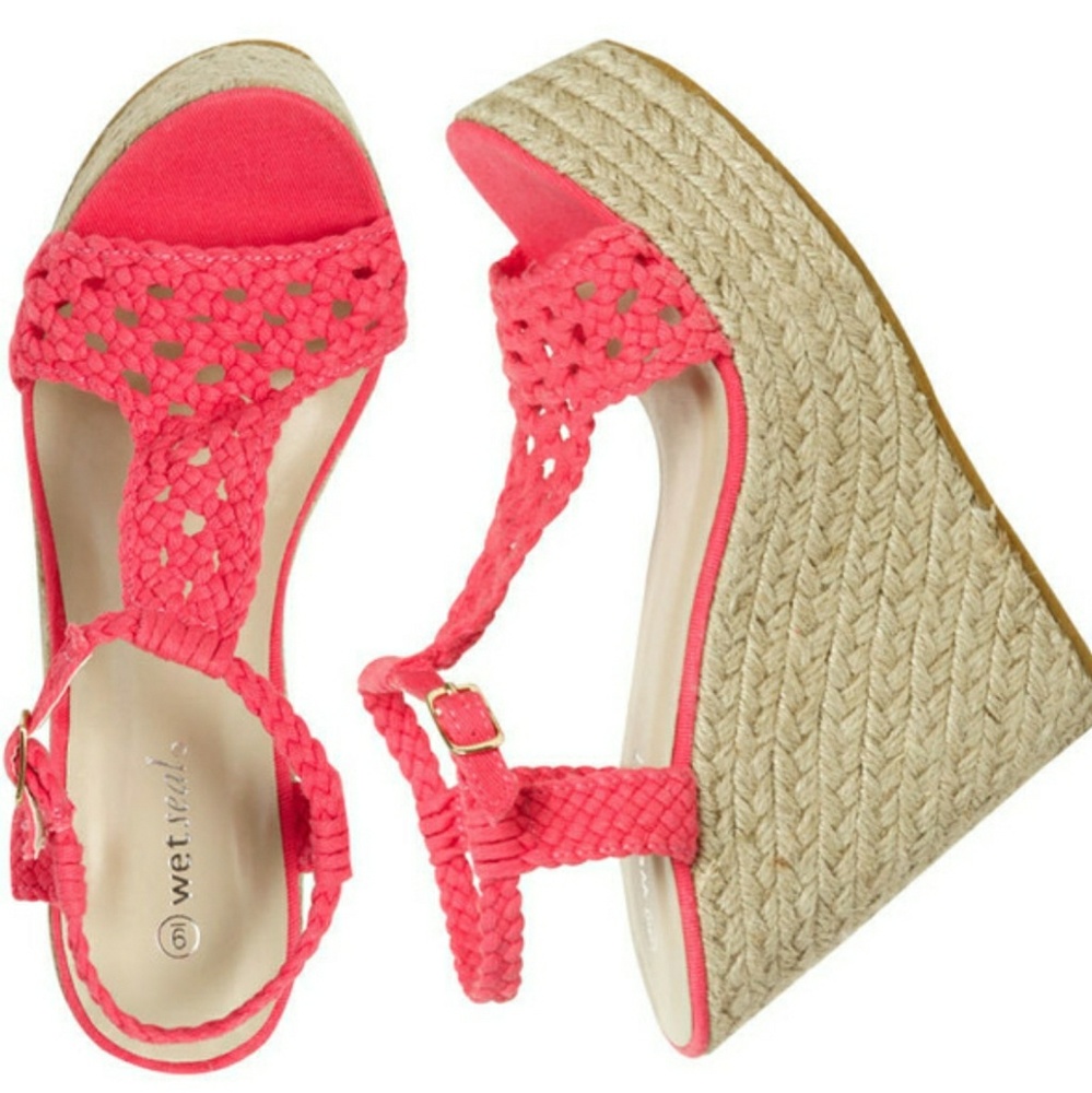 Wet Seal hot pink wedge sandals