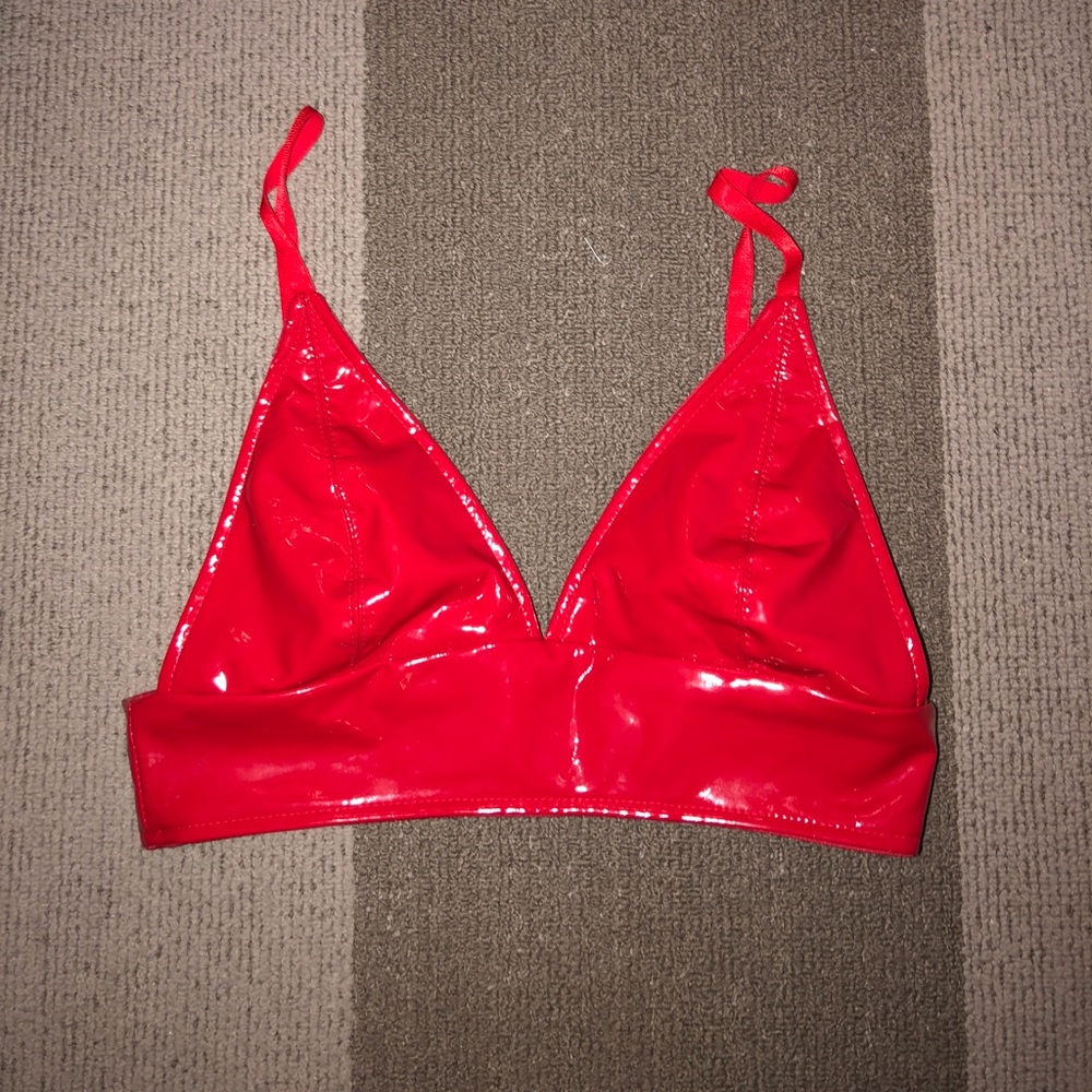 Red Leather Crop Top