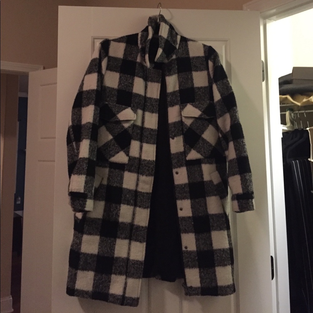 Forever 21 knee length plaid wool winter coat