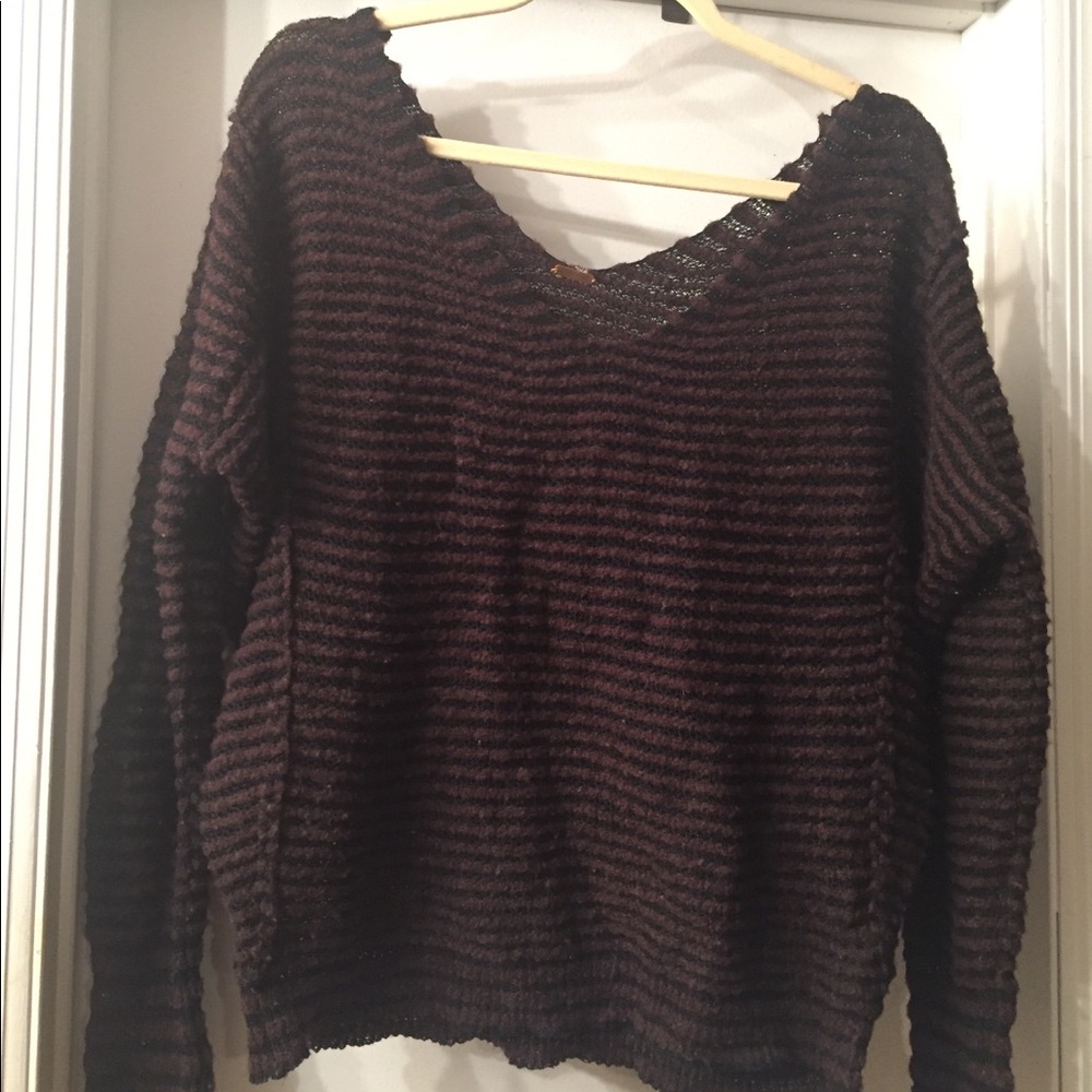 Brown and black striped Free People knit sweater