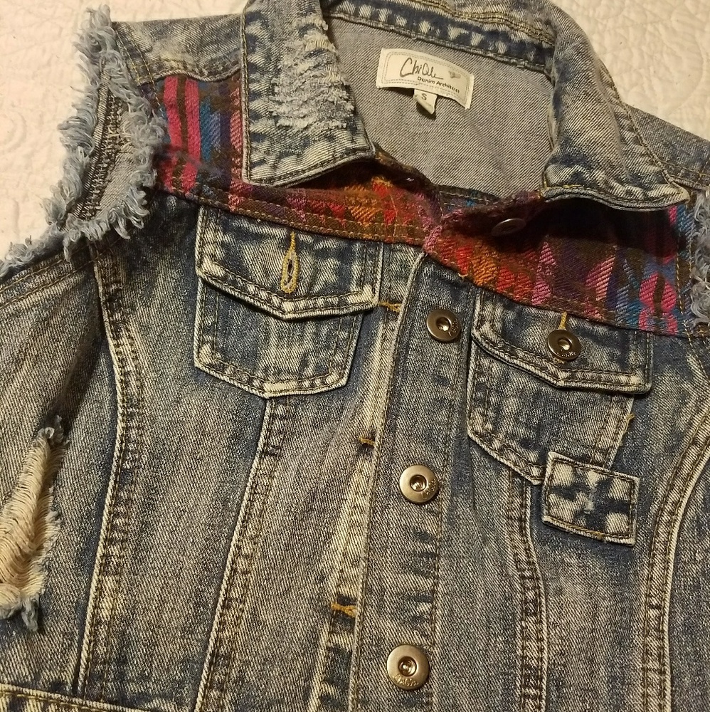 Girls Southwestern vintage look jean vest