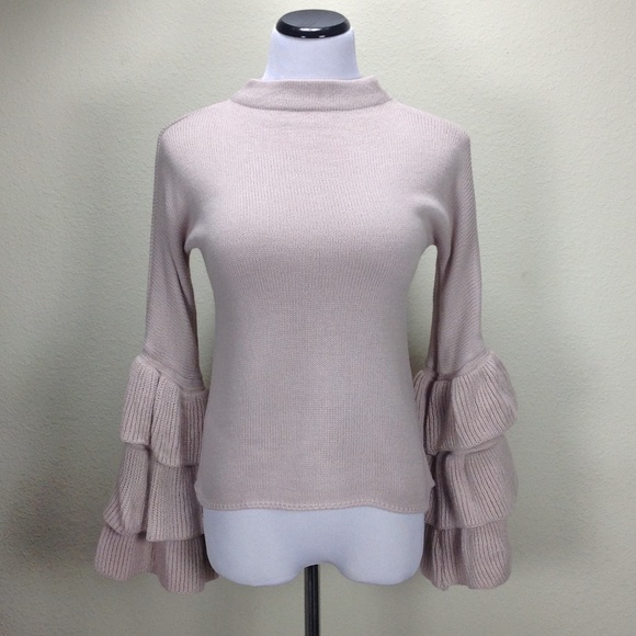 Sweaters - Pink / Blush Sweater Tiered Bell Sleeves