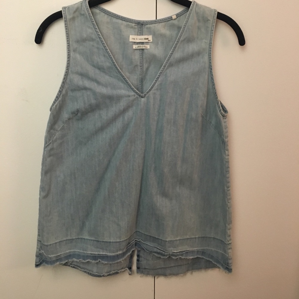 Rag and Bone sleeveless light blue denim top XS