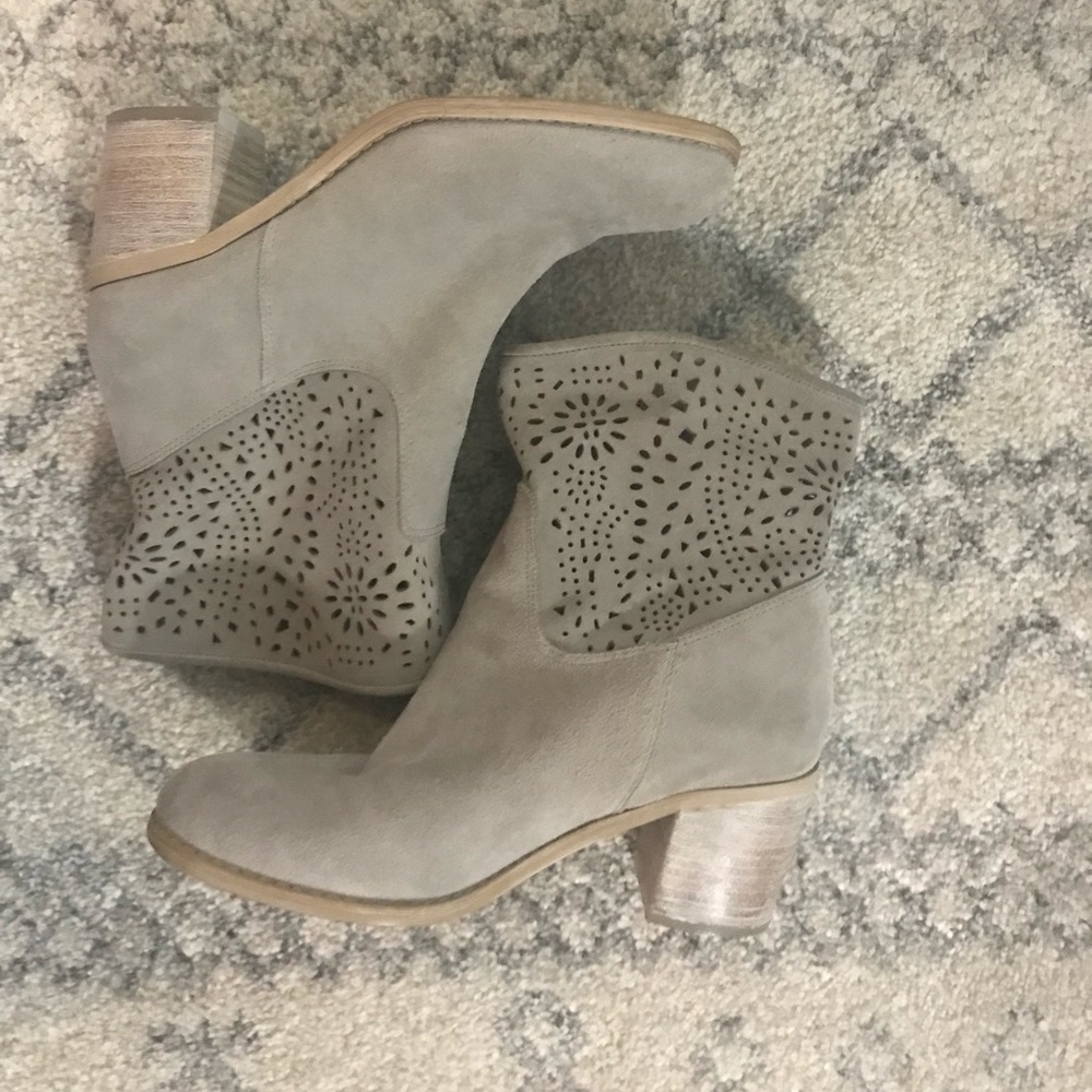 Grey Suede Heeled Boots | Crown Vintage | Size 6