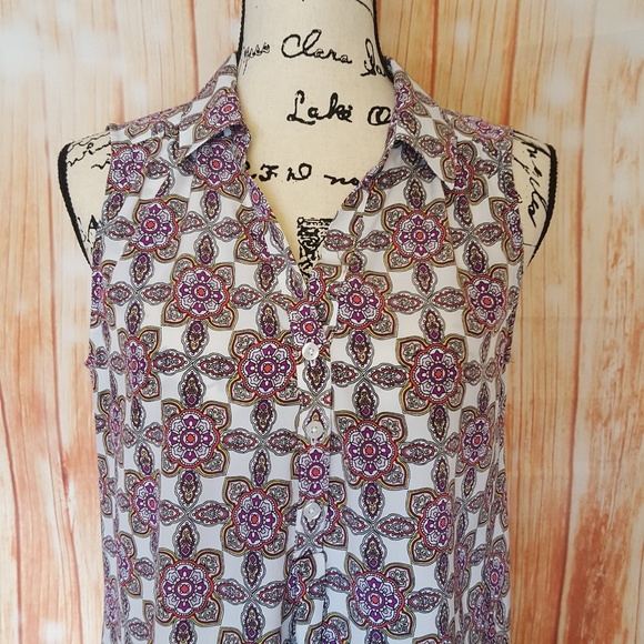 DANA BUCHMAN COLLARED SLEEVELESS TOP MEDIUM - Picture 5 of 5