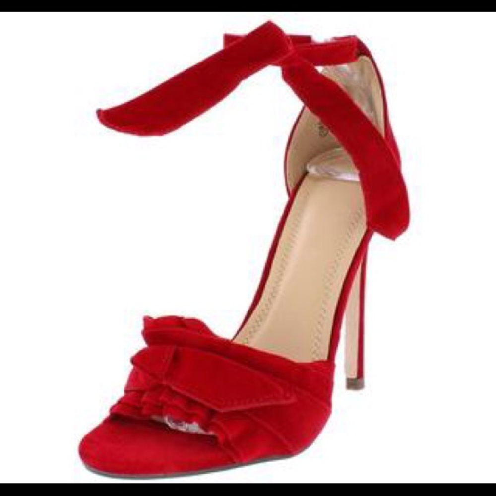Heel Red Suede Ruffle - Picture 2 of 3
