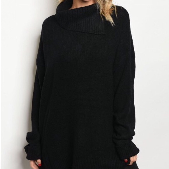 black cowl neck sweater