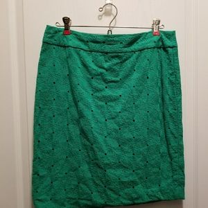 Talbots Petites Green Eyelet Skirt