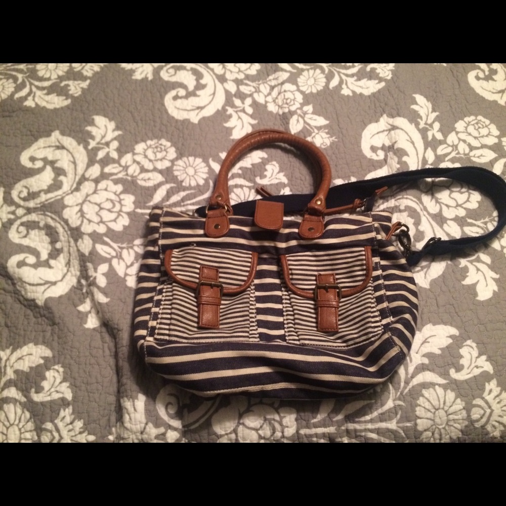 American Eagle striped canvas handbag
