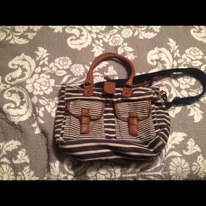 American Eagle striped canvas handbag