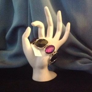 WH|BM: Blk/Prpl faceted stone, stretch Bracelet