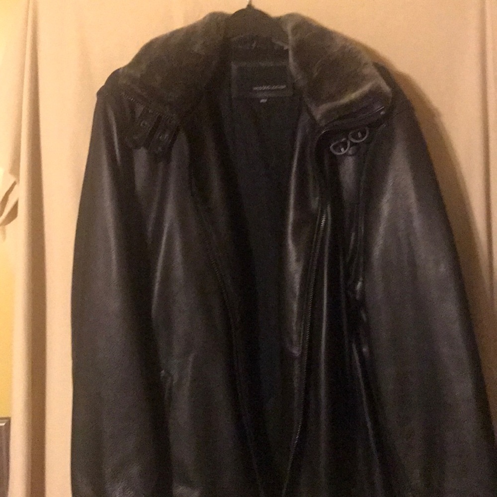 Wilson's Men Leather Jacket Fur around collar NEW