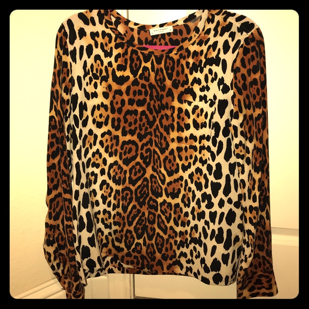 Equipment Femme brand new silk leopard print top