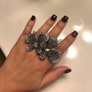 Crystal butterfly ring