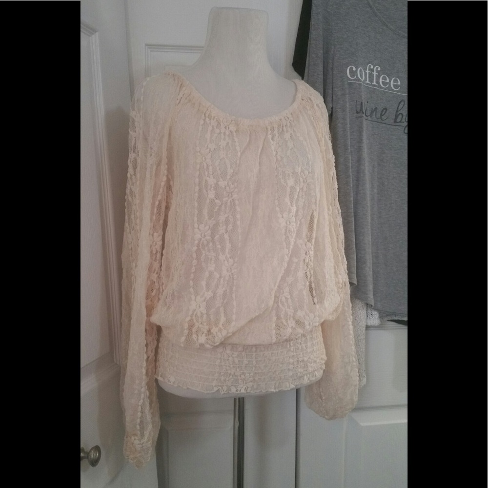 Arden B Lace Blouse Can Be Worn Off the Shoulder