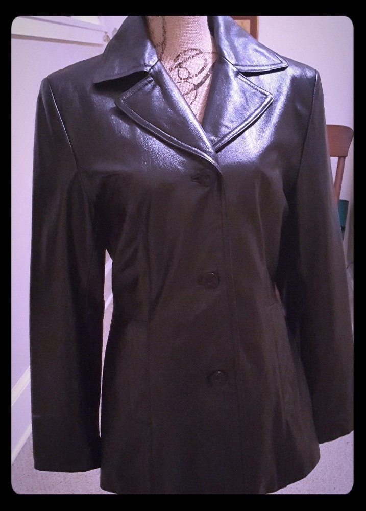 Black leather jacket.